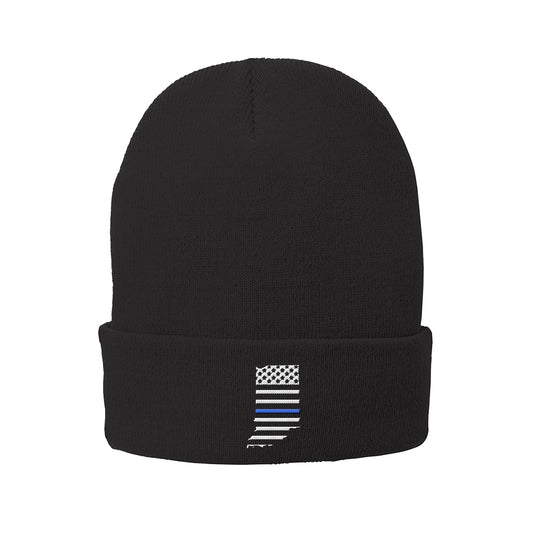 Thin Blue Line Fleece Lined Knit Cap with Cuff